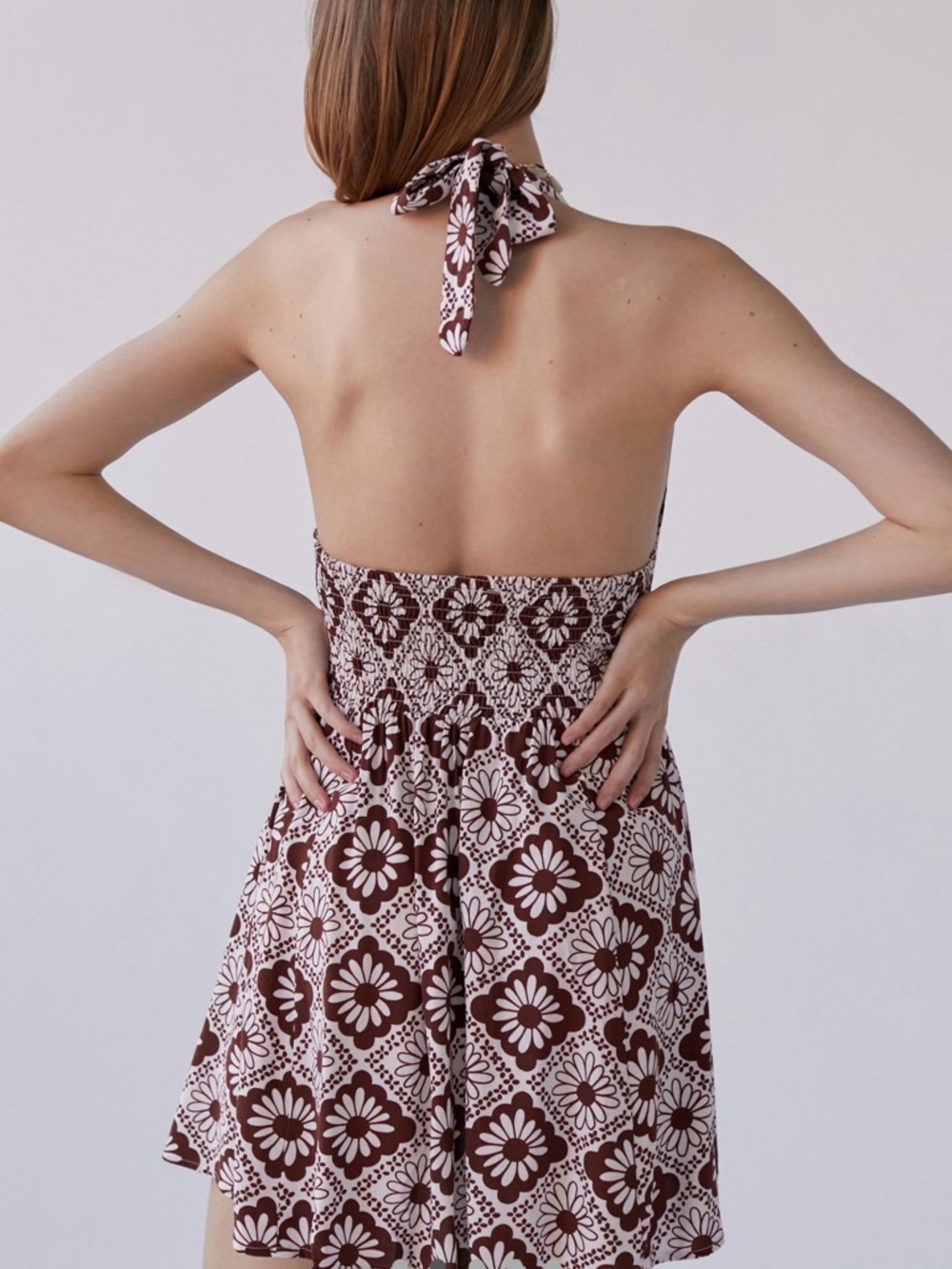 Urban Outfitters UO Lady Printed Floral Halter Mini Dress Size L - Picture 7 of 8